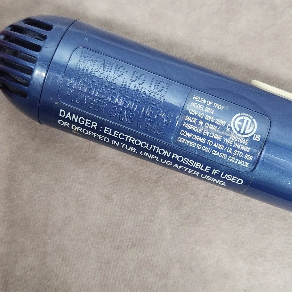 Helen of Troy Professional Hot Air Brush Model 6074 Blue 250W Curl Release